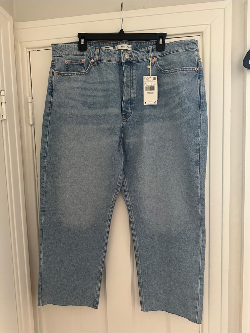 MANGO Denim Straight High Waist Cropped length
